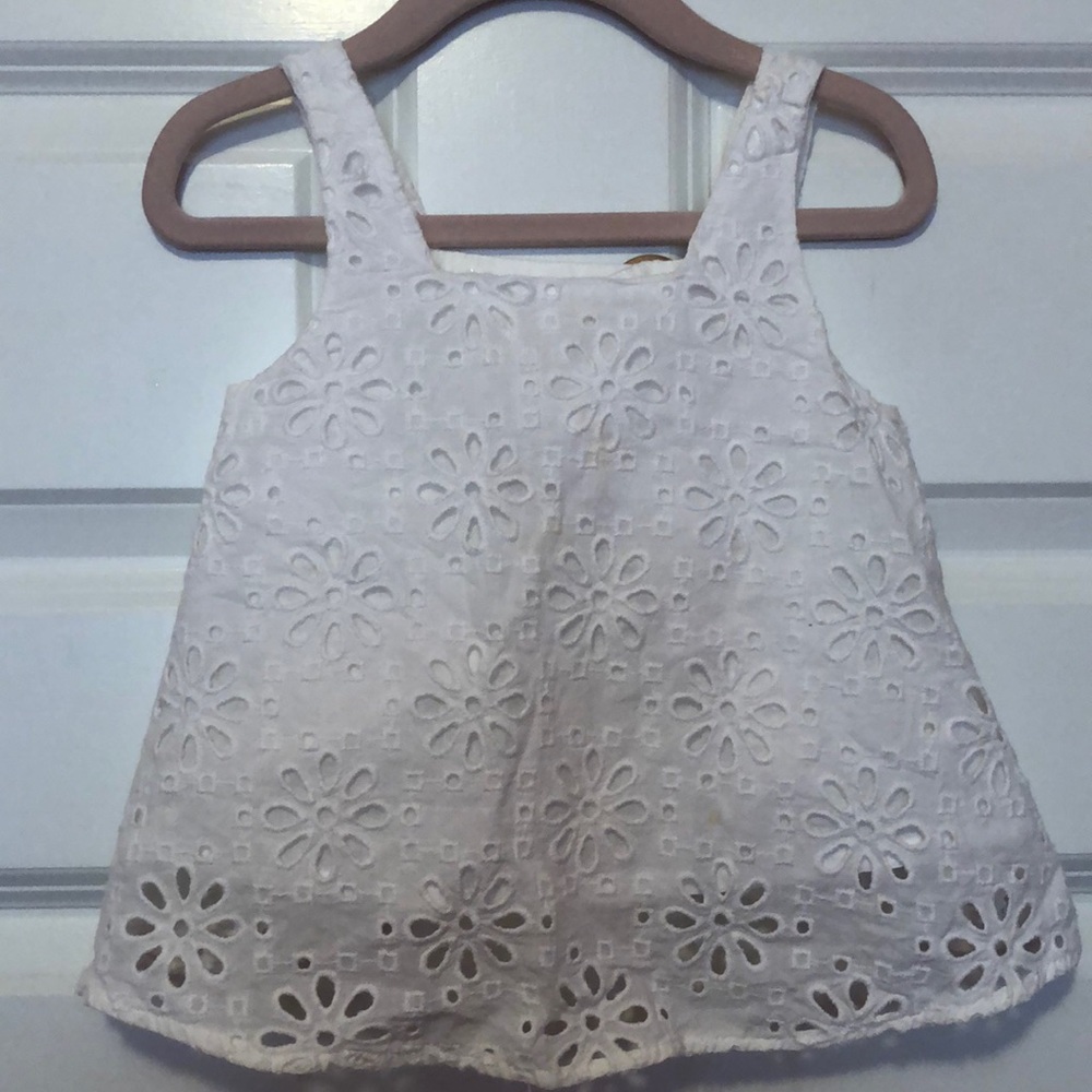 Zara Girls top, oversized button back closure, white lace, size 5